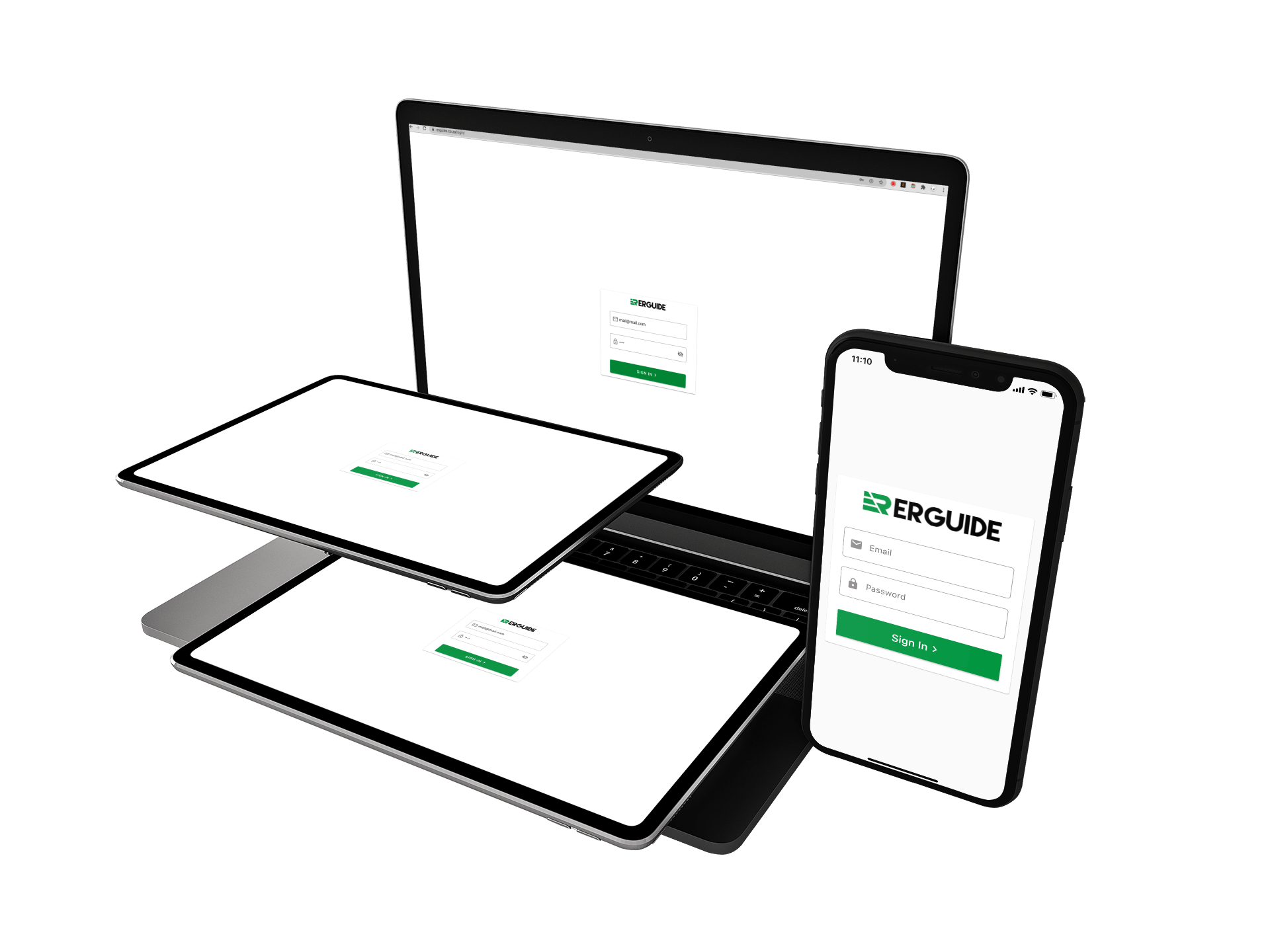 ERGuide login screen