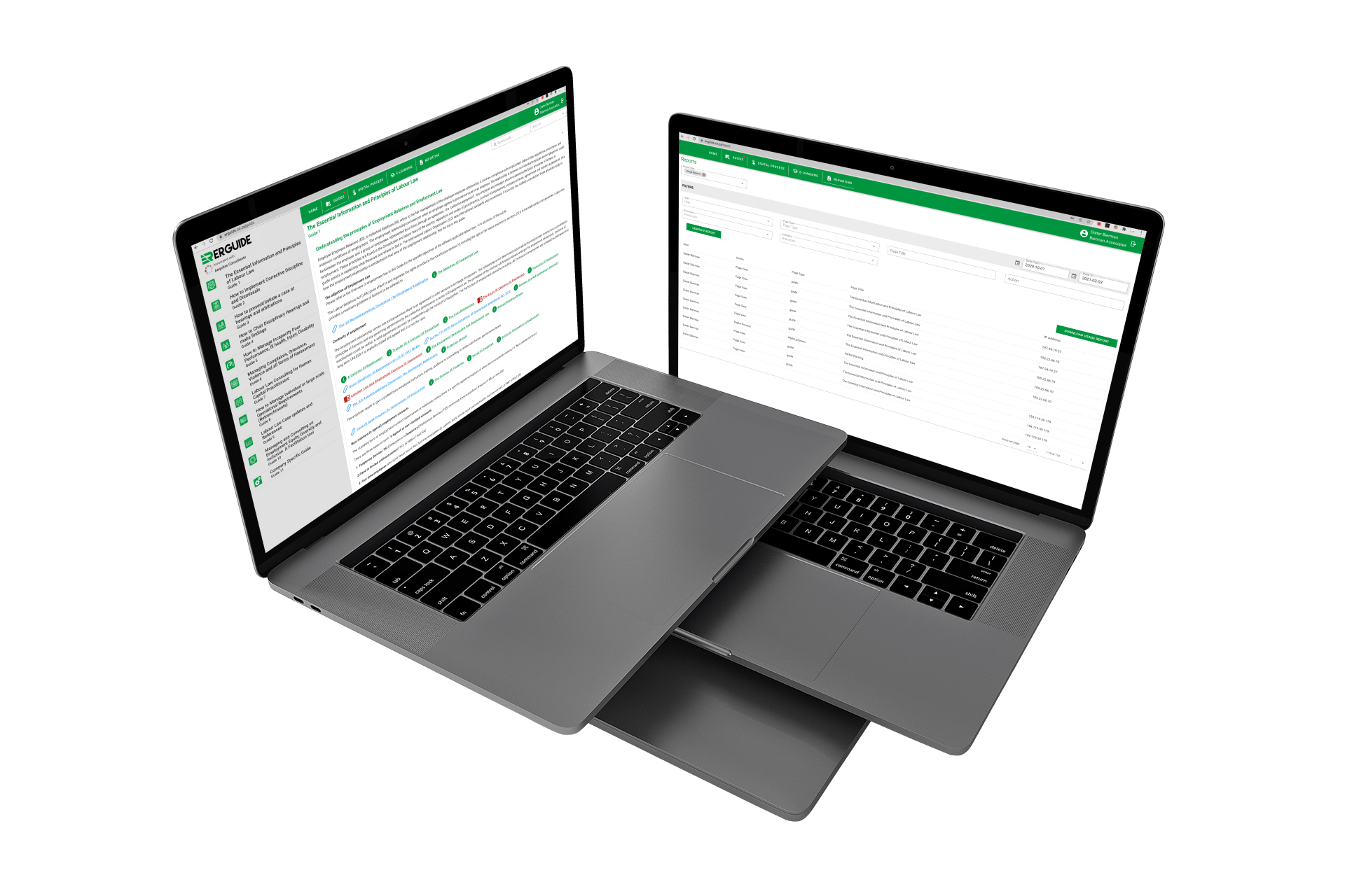 ERGuide web application interface